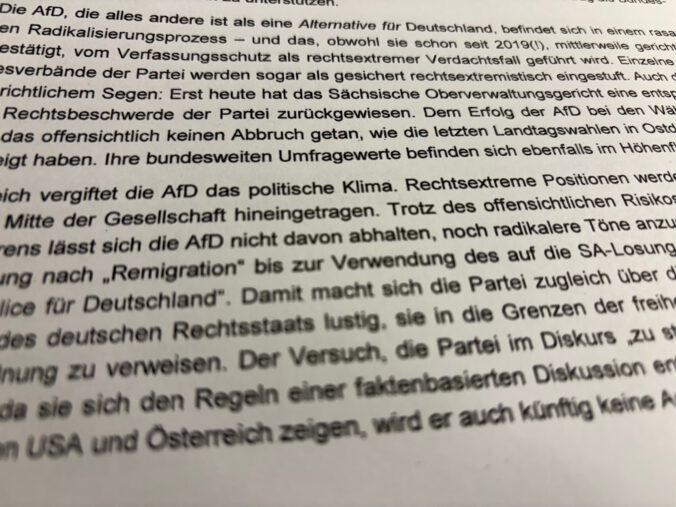 Ausschnitt aus offenem Brief